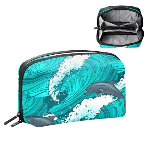 OWNTA Dolphins Blue Sea Waves Pattern Digital Pouch Charger Organizer