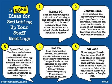 5 More Ideas To Switch Up Staff Meetings 4 Oclock Faculty Staff