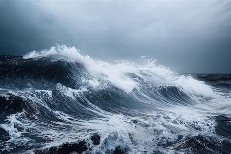 Tempestade No Mar E Perigosa Onda De Quebra Foto Premium