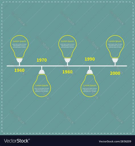 Timeline infographic with yellow light idea bulb Vector Image