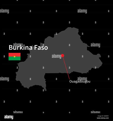 Detailed Map Of Burkina Faso And Capital City Ouagadougou With Flag On