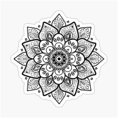 Black On White Floral Mandala Sticker For Sale By Artonwear Redbubble