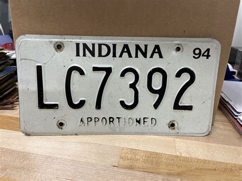 Vintage Indiana 1994 APPORTIONED License Plate LC7392 Box 180 EBay