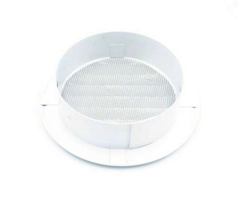 Mm Metal White Round Air Vent Grille With Flange And Fly Screen Duct