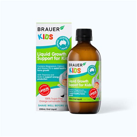 Siro BRAUER Kids Liquid Growth Support For Kids bổ sung canxi vitamin