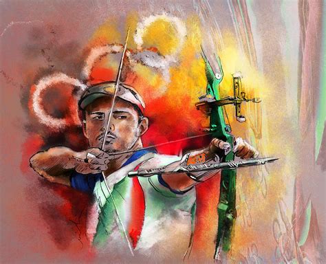 Olympics Archery 03 Painting By Miki De Goodaboom Pixels