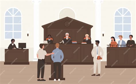 Premium Vector People In Court Illustration Cartoon Flat Advocate