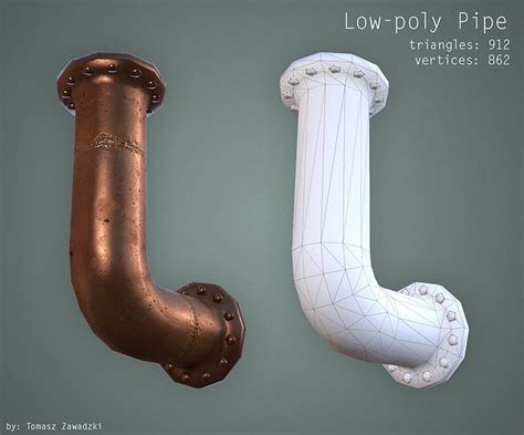 3D Model Curved Pipe Low Poly VR AR Low Poly CGTrader