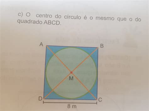 calcule a área do círculo inscrito no quadrado brainly br