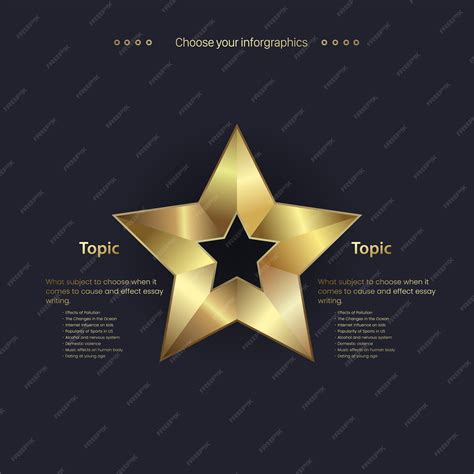 Étoile de luxe à cinq angles sur fond sombre et bouton étoile Premium
