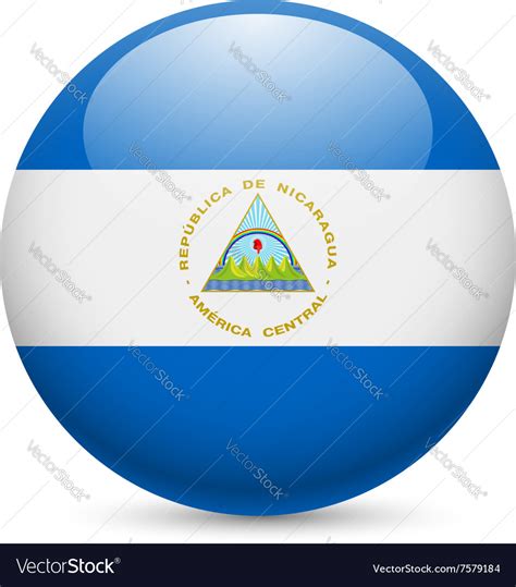 Round Glossy Icon Of Nicaragua Royalty Free Vector Image