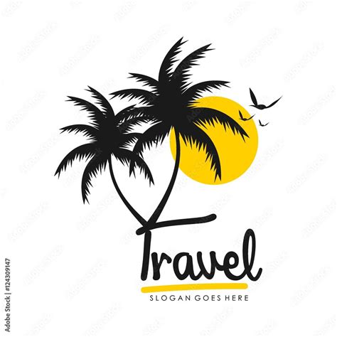 Travel And Tour Agency Vector Logo Design Beach Sea City Temple