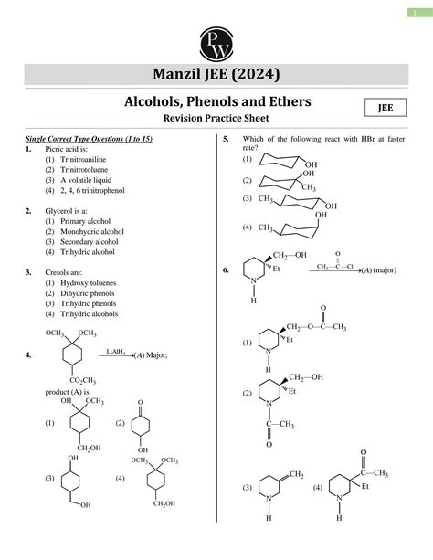 Solution Alcohols Phenols And Ethers Practice Sheet Studypool