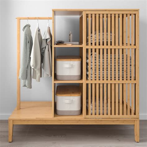 Nordkisa Open Wardrobe With Sliding Door Bamboo 120x123 Cm Ikea Ireland