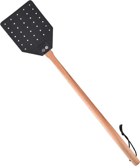 1 Pcs Leather Fly Swatter With Wood Handle Durable Heavy Duty Fly