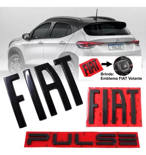 Kit Emblemas Preto Fiat Pulse Drive Acess Rio Fiat Pulse