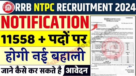 Rrb Ntpc Recruitment 2024 For 11558 Posts Apply Now Last Date