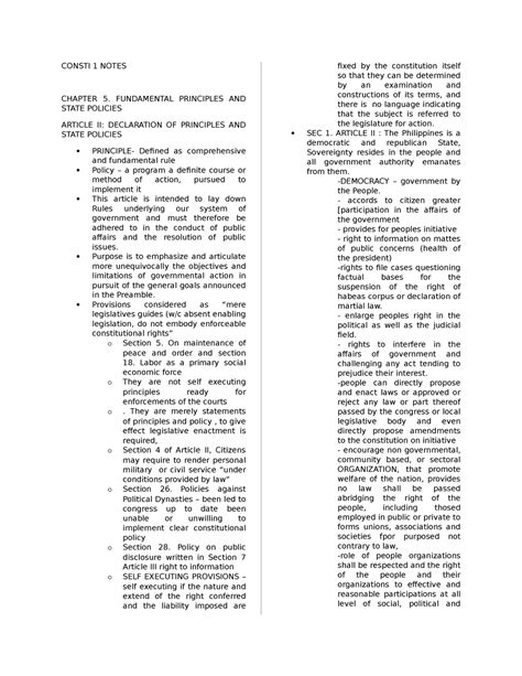 Consti 1 Notes Chapter 5 Consti 1 Notes Chapter 5 Fundamental