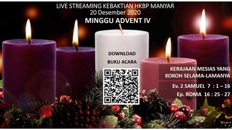 Kebaktian Minggu Advent Iv Di Hkbp Manyar Desember Youtube