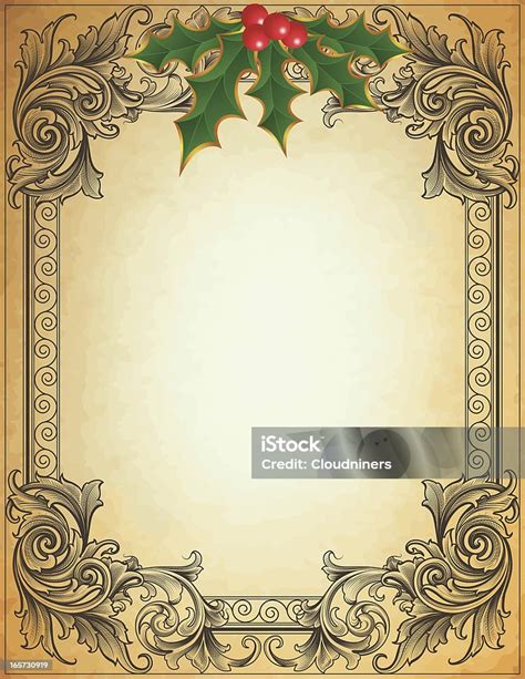 Christmas Holly Frame Stock Vektor Art Und Mehr Bilder Von Weihnachten