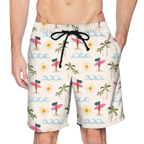 Qwertyu Mens Hawaiian Shorts Summer Tropical Swim Trunks Big And Tall