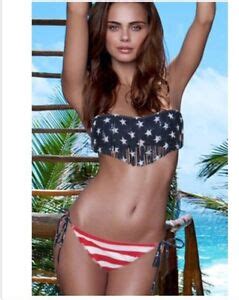 Scrunch Butt American Flag Tassel Fringe Brazilian Bikini Fourth Of