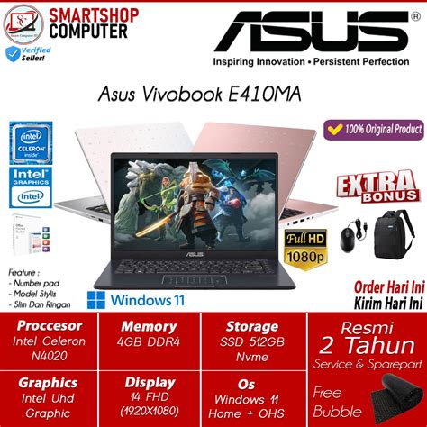 Jual Laptop Asus E410mao Intel Celeron N4020 4gb 256gb Ssd Windows11