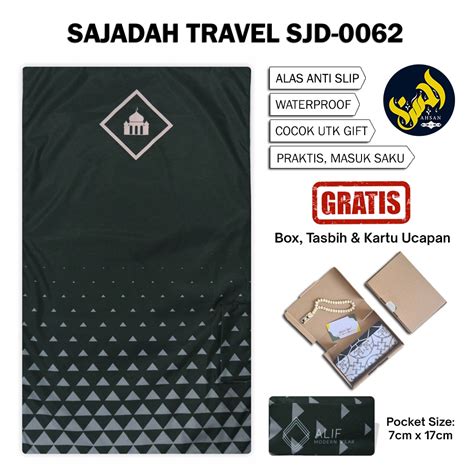 Jual Sajadah Travel Saku Lipat Pouch Anti Slip Waterproof Alif Modern