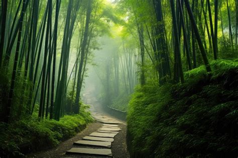 Premium Photo Sunrise Hike Through A Bamboo Grove