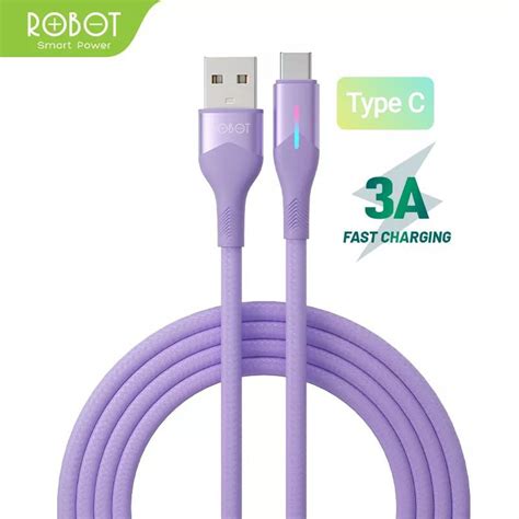 Jual Kabel Data Robot Type C RFC100 3A 100cm Fast Charging Braided