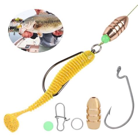 TMISHION Kit de plombs de pêche Pêche Laiton Sinkers Jig Crochets