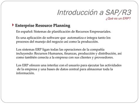 Oa Introduccion A Sap Que Es Erp Ppt