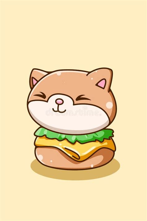 Cute Cat Cartoon Character Burger Stock Illustrations Cute Cat