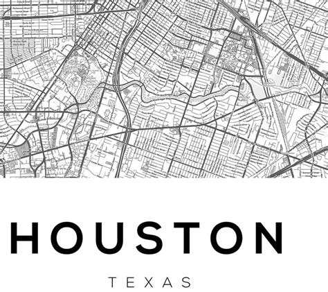 Houston Map Print Texas Map Print Houston Wall Art Texas Etsy