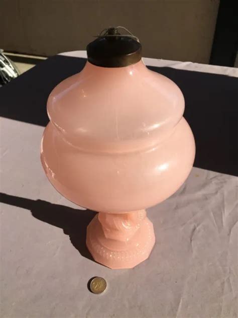 ANCIEN GRAND PIED De Lampe En Opaline Rose Dauphin Dlg PORTIEUX EUR 60