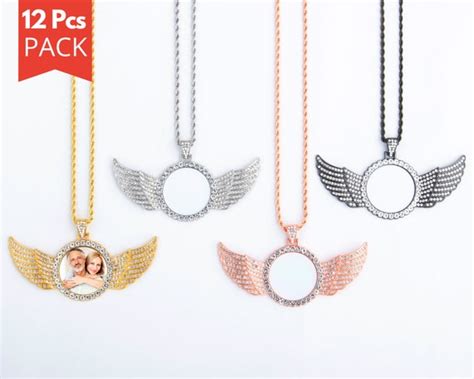 Findings Craft Supplies Tools Sublimation Blank Angel Wing Necklace