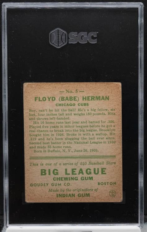 3633 Floyd Babe Herman 1933 Goudey 5 Chicago Cubs Rookie SGC 3 5 EBay