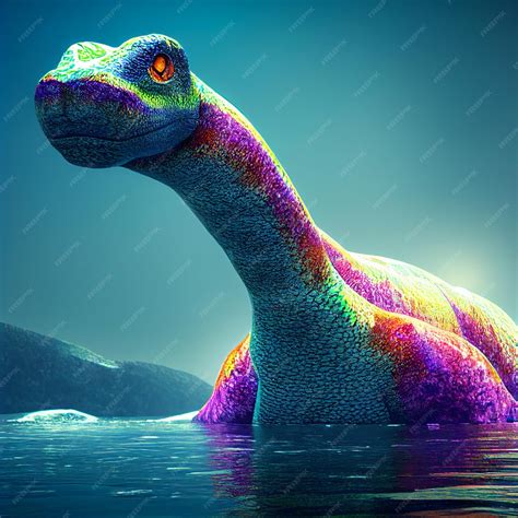 Premium Photo | A dinosaur is in the water with the word dinosaurs on it.