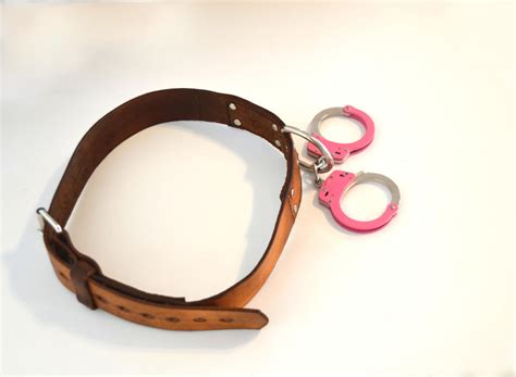 Leather Handcuff Belt Fancy Steel