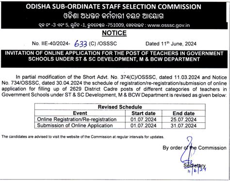 Osssc Teacher Notification Out For Tgt And Other Posts