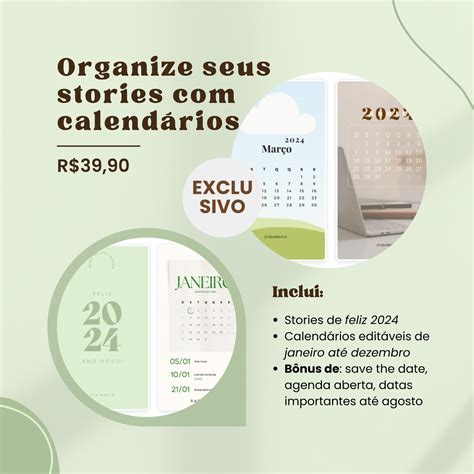 Pack Canva Calendário 2024 Elo7 Produtos Especiais