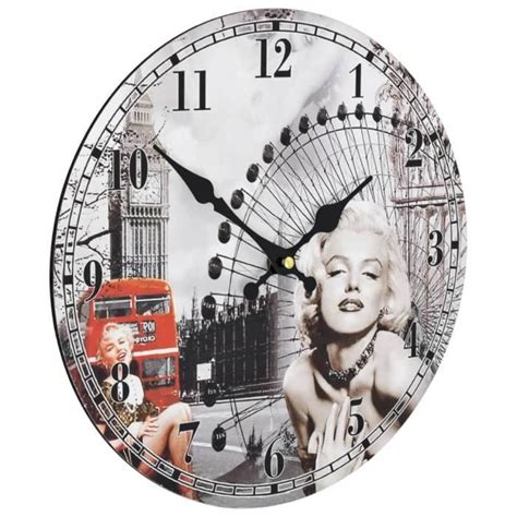 Horloge grands caractères silencieuse murale vintage Marilyn Monroe 30