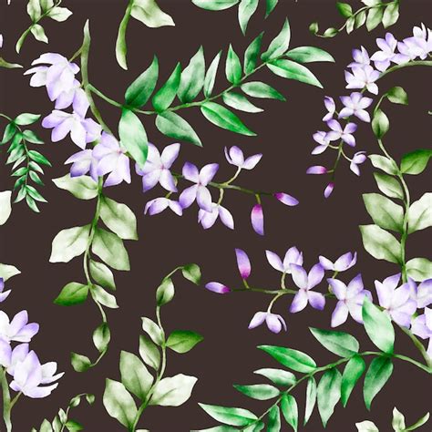 Premium Vector Elegant Floral Seamless Pattern With Purple Flower