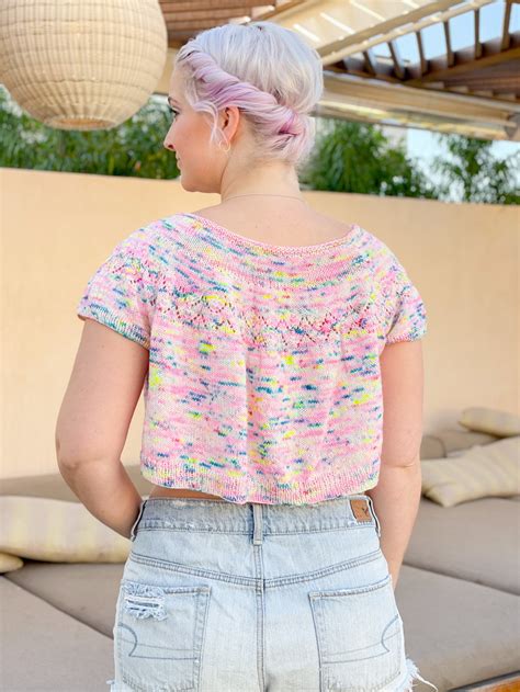 Knitting Pattern Confetti Crop Lace Knit Shirt Knit Etsy