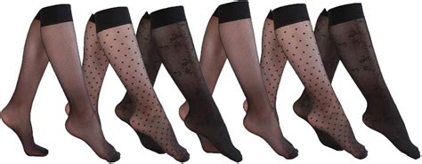 6 Pair Women Silk Sheer Knee High Trouser Socks For Lady Amazonca