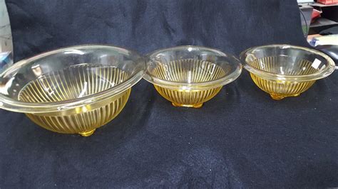 Depression Glass set of 3 Bowls