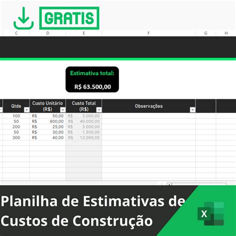 Planilha de Estimativas de Custos de Construção Smart Planilhas