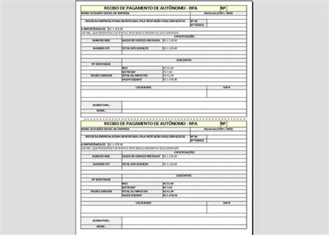 Planilha Emissor Rpa Recibo De Pagamento De Aut Nomo Excel Venda Em