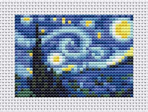 Modern Cross Stitch Pattern Tiny Van Gogh Starry Night P214 Miniature