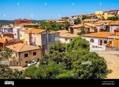 Arzachena, Sardinia / Italy - 2019/07/19: Panoramic view of the town of ...